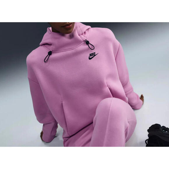 $130 Nike Sportswear Tech Fleece Women's oversize pink  Hoodie Flax FV6322 Sz S - Picture 5 of 8